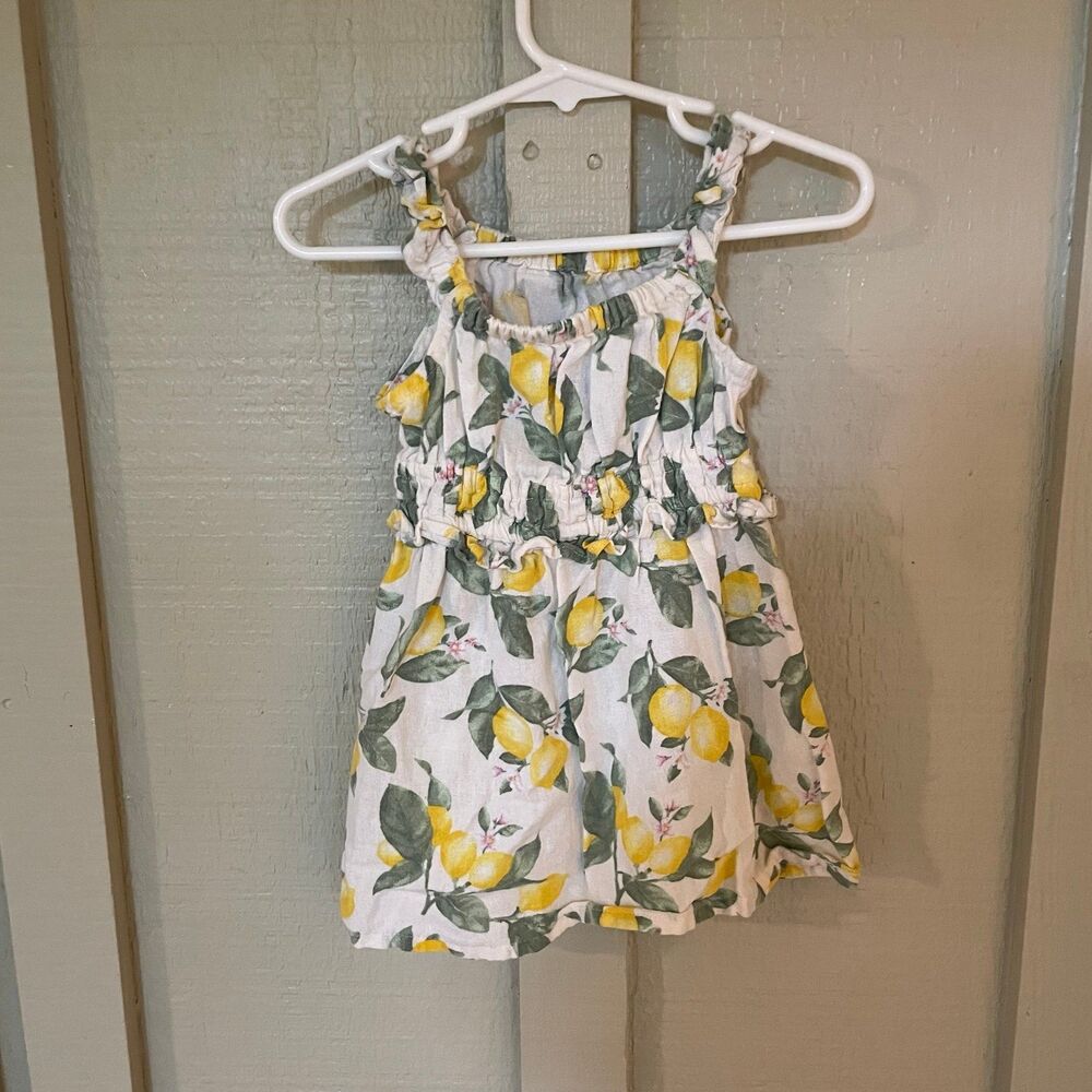 Old Navy baby girl linen dress lemon size 12-18 months - Picture 4 of 4